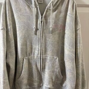 Pink Victoria Secret Gray Zip-Up Hoodie with Pink Logo